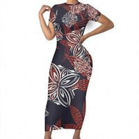 Robe décontractée élégante pour femme Vêtements tribaux polynésiens Robe décontractée personnalisée imprimée fleurs et feuilles d'hibiscus rose hawaïen
