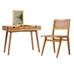 Specchiera in legno di frassino scrivania dual-uso appartamento da tavolo in rattan mobili di vendita