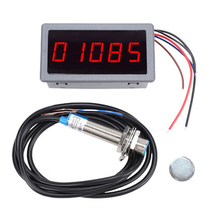 מד מהירות מנוע <span class=keywords><strong>DC</strong></span> ללא מברשות, טכומטר LED בעל 5 ספרות עם חיישן קירבה מסוג הול NPN, חלוקת תדרים וסינון - Product Image 1