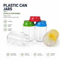 En stock, pots en plastique PET à couvercle vissé avec étiquettes, pour bonbons, biscuits, gommes, herbes, fleurs, et emballages de canettes de soda en plastique, 3.5g 7g