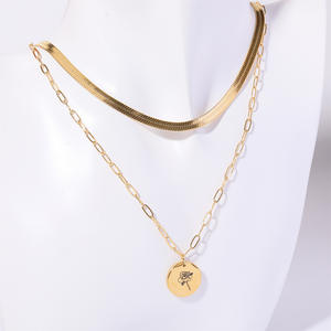 Collar con Colgante de Flor de Nacimiento de Diciembre, Doble Capa, Acero Inoxidable, Resistente al Agua, Oro de 18K, 12 Meses, Gran Venta - Product Image 6