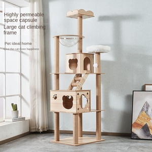 Nido de madera estable para gatos, productos para mascotas, estante de escalada para gatos, tabla de rascar, cápsula espacial de juguete hecha de madera de alta calidad - Product Image 1