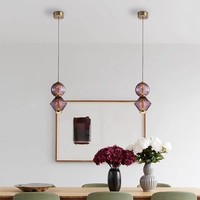 Lustre en verre vintage industriel à économie d'énergie LED d'intérieur coloré moderne personnalisable