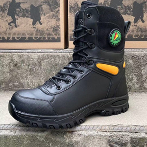 รองเท้าบูทนิรภัยหุ้มข้อสูงสำหรับผู้ชาย สีดำ กันน้ำ ทนไฟ ป้องกันการเจาะทะลุ เหมาะสำหรับงานกลางแจ้งและการฝึกอบรม - Product Image 3