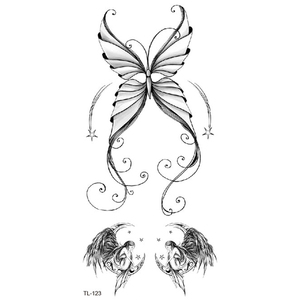 BXTAT adesivi TL121-TL126 tatuaggio temporaneo nero rosa cervo girasole Taraxacum farfalla angelo luna animale Totem materiale di carta - Product Image 3