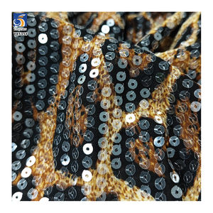 YX535-1 Best verkochte luipaardprint stof, breedte 140cm, gewicht 180gsm, chiffon met pailletten, bedrukt luipaardmotief - Product Image 6