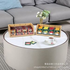 Estante de bambú para guardar bolsitas de té, organizador de escritorio de madera para cápsulas de té y café, estante de 2 niveles - Product Image 1