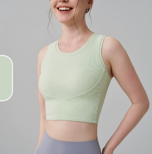 Nouveau Style côtelé fixe tasse femmes sport gilet intégré Yoga sport soutien-gorge <span class=keywords><strong>Fitness</strong></span> ajustement serré beau dos Yoga soutien-gorge pour les femmes - Product Image 2
