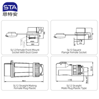 Conector Impermeable IP67 LP12 de Plástico con Bloqueo Rápido, Contactos de Cobre, para Montaje en Panel PCB, Conexión de Alimentación/Senal, Tipo Aviación