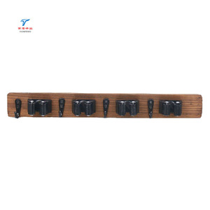 Supporto per scopa in <span class=keywords><strong>legno</strong></span> bruciato rustico per montaggio a parete di fabbrica per Organizer per attrezzi da Garage per cucina da giardino - Product Image 1
