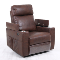 Fauteuil inclinable électrique en cuir, fabrication sur mesure, porte-gobelets, boîte de rangement, canapé inclinable