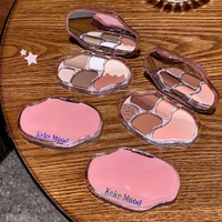 Palette de maquillage pour les yeux en poudre minérale 3 couleurs (foncé et clair) avec des nuances chatoyantes et scintillantes, longue tenue, miroir intégré et pinceau double embout
