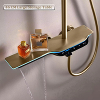 Ensemble de robinetterie de colonne de douche thermostatique numérique à LED avec tête de douche piano en or brossé pour salle de bain