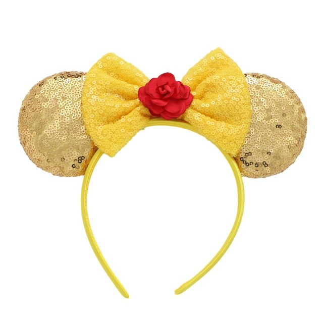 Mouse Ears Bow Headband for Princess Party Costume Glitter Hair Accessories for Women Girls