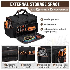 Wholesale Durable Wear-Resistant <b>Tool</b> <b>Storage</b> Bag with Adjustable Shoulder Strap, Portable <b>Tool</b> Organizer, Oxford Cloth 17 in - Product Image 3