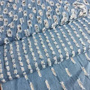 Kain Denim dengan pola dicetak dan kain jins Denim elastis gaya Jacquard