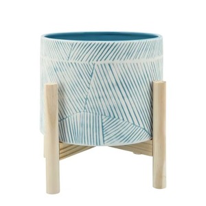 Pot de fleurs en céramique blanche à motif géométrique, pot à succulentes moderne, décoration de bureau, disponible en promotion. - Product Image 3