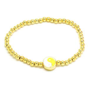 Wholesale Stretch Gold Plated <strong>Beads</strong> Customized <strong>Logo</strong> Enamel Yin Yang Tai Chi Charm Beaded <strong>Bracelets</strong> - Product Image 6
