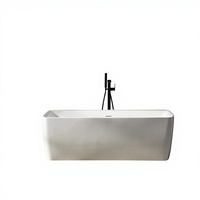 Baignoire autoportante en acrylique moderne carrée rectangulaire avec ensemble d'accessoires de salle de bain pour la maison et l'hôtel