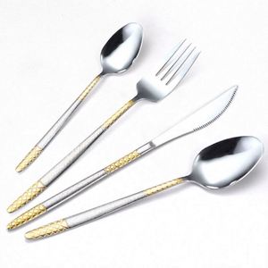 Custom Stainless Steel Cutlery Set 6pcs Per Bag Silverware-Dinner Fork Spoon Knife Weddings Gold Flatware Set - Product Image 2