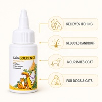 MORETIPS Huile dorée pour la peau 60ml Soin hydratant pour la peau des animaux domestiques Huile pour chiens et chats Contre les démangeaisons et les pellicules