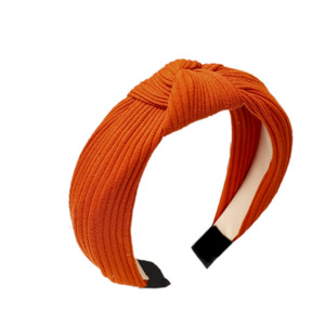 Diadema anudada sólida a la moda, toalla de franela elástica naranja, banda para el pelo para mujer, diadema elástica para un aspecto elegante - Product Image 6