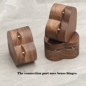 Caja de Anillos de Boda de Madera de Nogal, Caja de Regalo para Guardar Anillos, Caja de Madera en Forma de Corazón para Joyería y Pendientes - Product Image 5