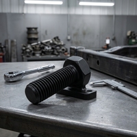 Vis hexagonale robuste en acier oxydé noir avec support de fixation en acier, assemblage de fixation à filetage grossier pour châssis automobile
