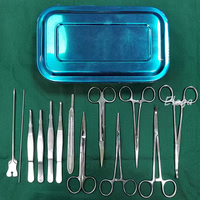 CE Certified 14pcs Minor Surgery Set Stainless Steel 304 Autoclavable Suture Kit Hemostat Scissors Needle Holder Dental Tray