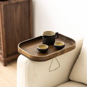 Bandeja de Almacenamiento para Sofá, Bandeja de Bambú para Aperitivos y Té, Nueva Bandeja Plegable para Reposabrazos, Mesa de Centro - Product Image 2