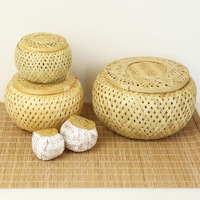 Mini boîte de rangement en bambou faite à la main pour le thé pour emballer des cadeaux dans l'artisanat en bambou