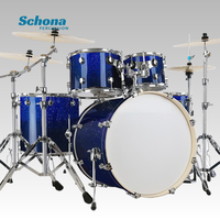 Gradient Color Large Hanging Extended Bass Drum Set, Wholesale Manufacturer 5-Drum 2/3/4 Cymbals, Maple PVC Laminated Percussion