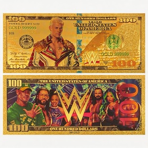 En gros Billets de banque en feuille d'or et Pièces commémoratives plaquées or 24 carats d'athlètes américains de la WWE, Collection de cadeaux - Product Image 6