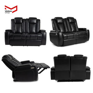वैनबो लक्जरी लिविंग रूम फर्नीचर 1 + 2 + 3 सेट इलेक्ट्रिक लीवर सिंथेटिक चमड़े के रीक्लेनिंग सोफे समकालीन डिजाइन - Product Image 2
