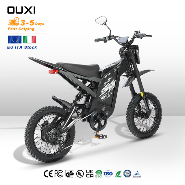 ITA Stock OUXI GT16 16" 250W Brushless 48V Lithium Battery Hydraulic Disc Brakes Dual Suspension Adult Electric Mountain Bike