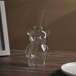 Hitzebeständiges transparentes aufrechter bärförmiges Glas Kaffee-/Wasserbecher Tassen