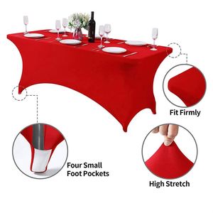 2 Pack 8ft Stretch Spandex Solid Color Rectangular Tight Fitted Washable Wrinkle Resistant Customized Size Custom Tablecloth - Product Image 3