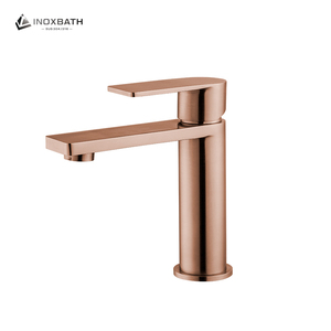 Robinet de lavabo en acier inoxydable 304 brossé or rose à poignée mince monotrou pour usage hôtelier - Product Image 1