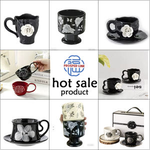 Nuevas Tazas de Cerámica de Lujo Creativas con Tulipanes en Relieve para Café al por Mayor, Taza de Té de <span class=keywords><strong>Porcelana</strong></span> Pintada a Mano con Logotipo Personalizado, Taza para Leche para Regalo - Product Image 3