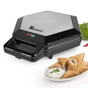 Anbolife Mini gaufrier électrique rotatif <span class=keywords><strong>pas</strong></span> <span class=keywords><strong>cher</strong></span>, 3 emplacements, en acier inoxydable, avec <span class=keywords><strong>grille</strong></span>-sandwich amovible, pour usage domestique - Product Image 5