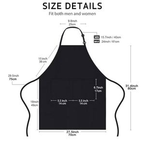 Cooking Customized Print Cotton Fabric logo Full Length Bib Women Long <b>Aprons</b> with Two Pockets - Product Image 5