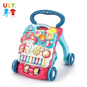 Großhandel Kunststoff Musik Cartoon Kinder Baby Walker Räder Niedriger Preis Baby Trolley Multifunktion ale Kinderwagen Walker Carrier Bebe