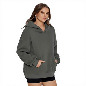 Custom unisex Oversized Heavyweight Full <b>Zip</b> Hoodie 100% Cotton French Terry Charcoal Olive Streetwear Hooded Sweatshirt OEM ODM - Product Image 2