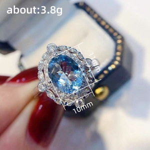 Anello con Topazio Ovale per Donne, Elegante Anello di Fidanzamento, Gioiello Minimalista alla Moda per Uso Quotidiano - Product Image 5