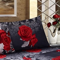 Parures de lit 3D Rose de haute qualité, housse de couette douce, drap et taie d'oreiller en polyester imprimé, pour lit Queen Size
