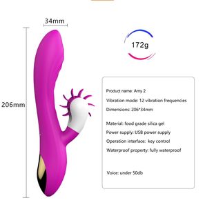 Stimulateur du point G, vibrateur, suceur clitoridien en forme de langue, fonctions de léchage et de succion, masturbateur pour clitoris, suceur vibrant pour clitoris - Product Image 1
