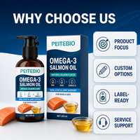Huile de saumon PEITEBIO Omega 3 pour chiens et chats avec EPA, DHA et saveur naturelle de saumon, pour la peau, le pelage et le soutien des articulations, 200 ml