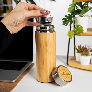 Bamboo <b>Insulated</b> Eco-Friendly Vacuum <b>Flask</b> Custom Engraved Travel Tumbler 6-12 Hours Thermal Insulation American Style Daily Use - Product Image 5