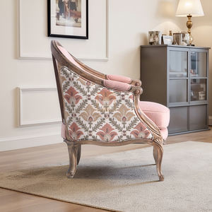 <span class=keywords><strong>Fauteuil</strong></span> de salon en bois rétro américain avec tissu imprimé <span class=keywords><strong>rose</strong></span>, durable, écologique, personnalisable pour la maison, le bureau, la villa, l'hôtel, l'appartement - Product Image 4