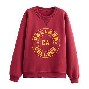<span class=keywords><strong>Felpa</strong></span> <span class=keywords><strong>Oversize</strong></span> Casual da Donna con Stampa Lettering, Collo Tondo, Maniche Lunghe, Colore Rosso - Product Image 1